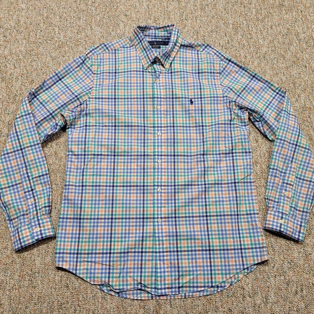 Ralph Lauren Shirt Mens Large tattersall plaid Button Down Long Sleeve Stretch